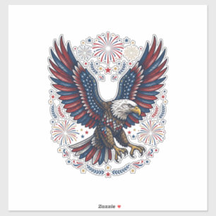 Pegatina Fuegos Artificiales Águila Calva Patriótica Diseño