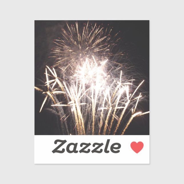 Pegatina Fuegos artificiales blancos y dorados en celebraci (Hoja)