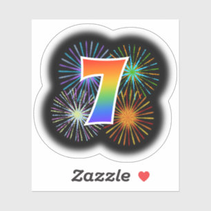 Pegatina Fuegos artificiales de la diversión + Modelo "7"