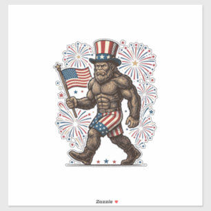 Pegatina Fuegos Artificiales Patrióticos Sasquatch Grabado