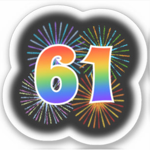 Pegatina Fuegos artificiales + Trama Arcoiris "61" Evento #