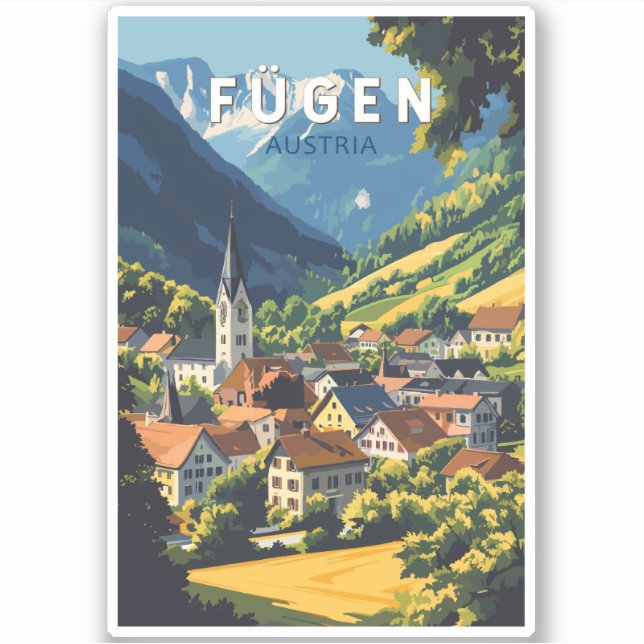 Pegatina Fugen Austria Ilustracion Viajes de arte (Anverso)