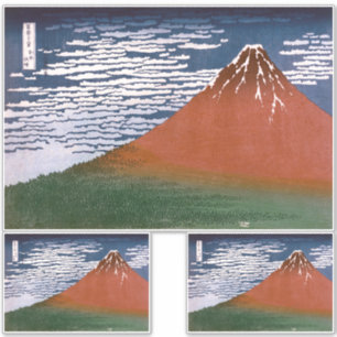 Pegatina Fuji rojo, Volcán Aka Fujiyama Katsushika Hokusai