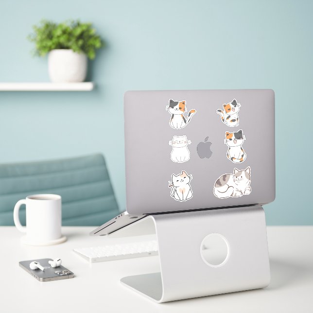 Pegatina Fun cat (Ordenado portátil  en el escritorio)