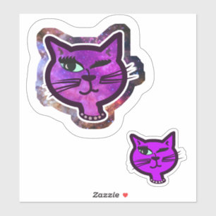 Pegatina Fun Cosmos Sparkle Winking Cat