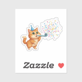 Pegatina Fun Party Horn Cat Confetti Explosion New Year