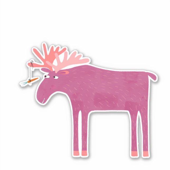 Pegatina Fun Pink Moose (Anverso)