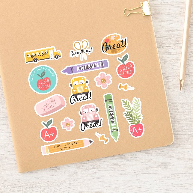 Pegatina Fun School Teacher Themed Words Of Encouragement (Cuaderno)