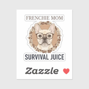 Pegatina Funciona con café y caos de Frenchie Diseño divert