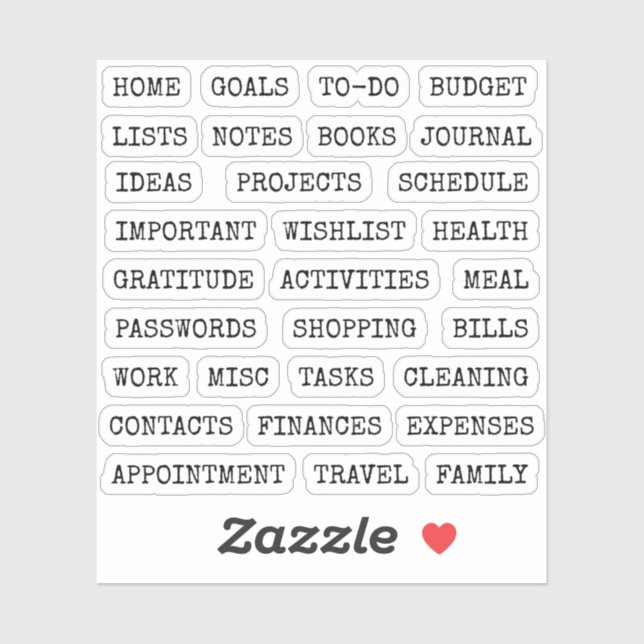 Pegatina Functional Old Script Planner Tab Binder Divider (Hoja)