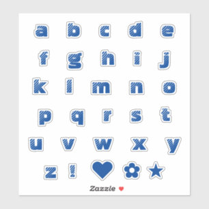 Pegatina Funda inferior azul real Letras de texto alfabeto