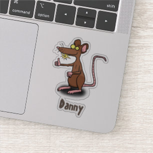 Pegatina Fundido ilustracion de personalizado de rata marró