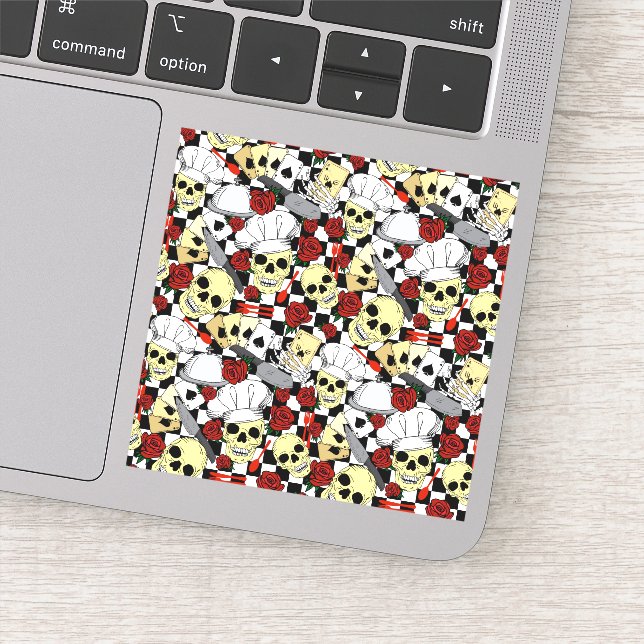 Pegatina Funky Head Chef Skulls Con Gorras Chef (Detalle)