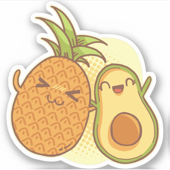 Pegatina Funny Aguacate Pineapple Mejor Amigos BFF Kawaii (Anverso)
