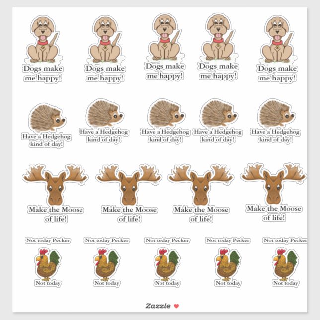 Pegatina Funny animal stickers  (Hoja)