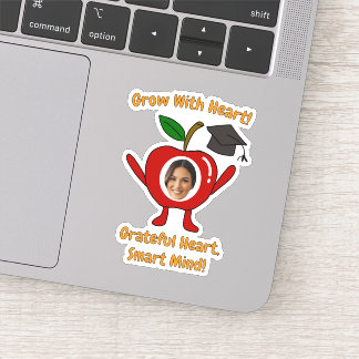 Pegatina Funny Apple Custom Photo Grateful Heart Smart Mind