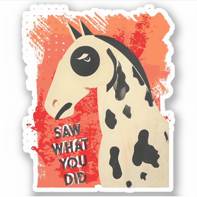 Pegatina Funny art horse snarky side eye custom text (Anverso)