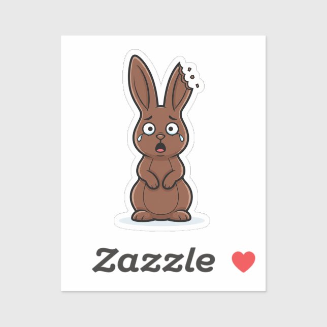 Pegatina Funny Bitten Ear Chocolate Bunny Victim Easter  (Hoja)
