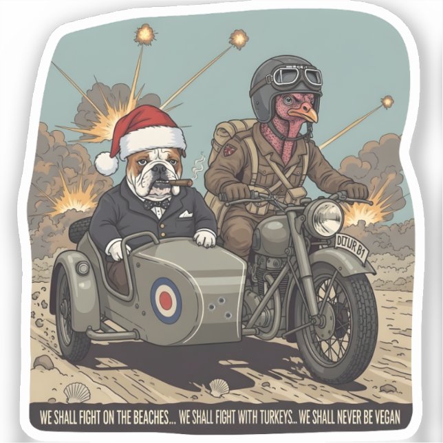 Pegatina Funny British anti vegan Christmas (Anverso)