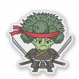 Pegatina Funny Broccoli Samurai Warrior Japanese Art Illust