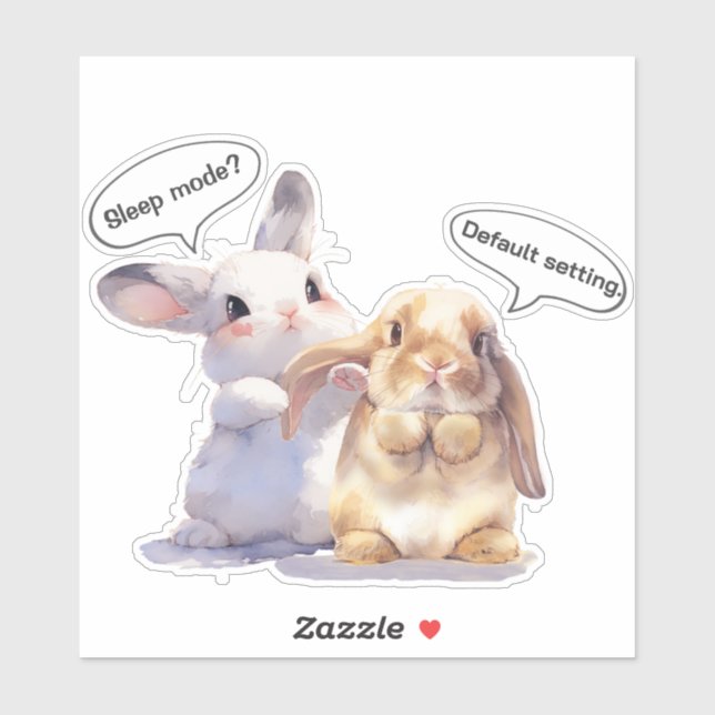 Pegatina Funny Bunny Sticker – Sleep Mode vs Default (Hoja)