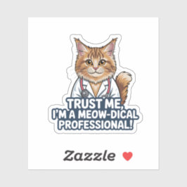 Pegatina Funny Cat Doctor Animal Humor Illustration