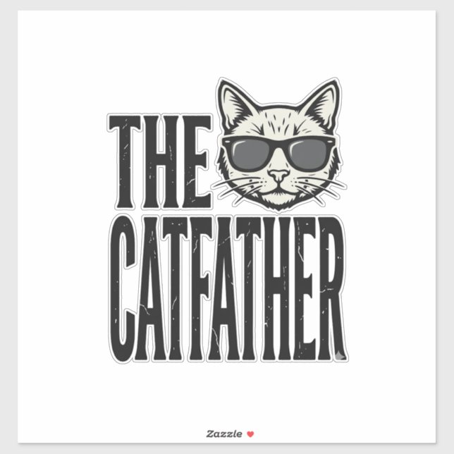 Pegatina Funny Catfather Vintage Cat Quote Graphic Shirt_1 (Hoja)