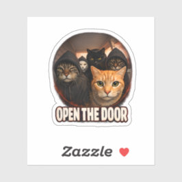 Pegatina Funny Cats in Hoodies Open The Door