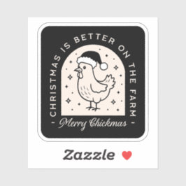 Pegatina Funny chicken Christmas farm puns whimsical black
