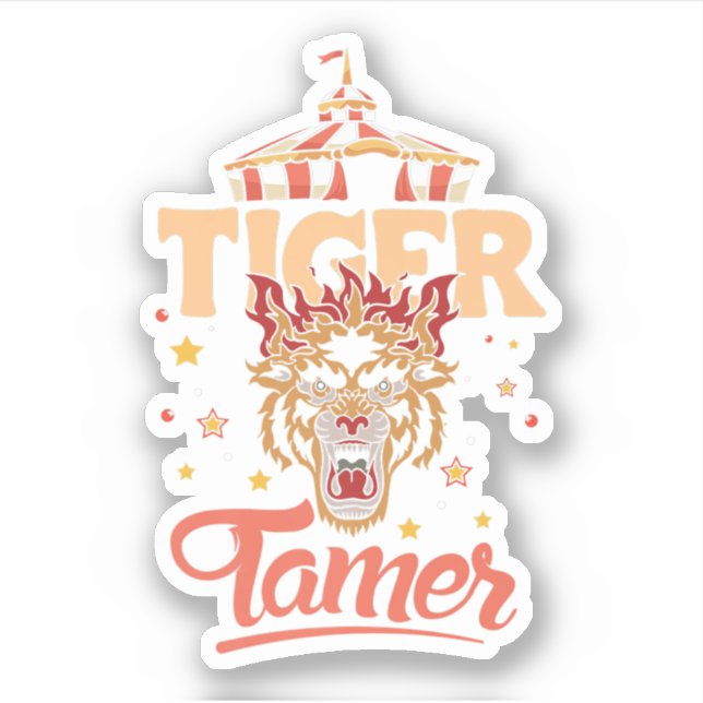 Pegatina Funny Circus Tiger Tamer Big Cat. Perfect design f (Anverso)