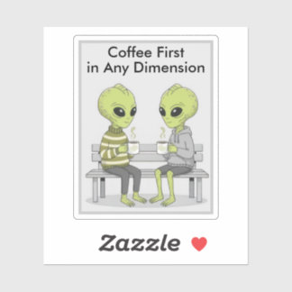Pegatina Funny Coffee and Aliens