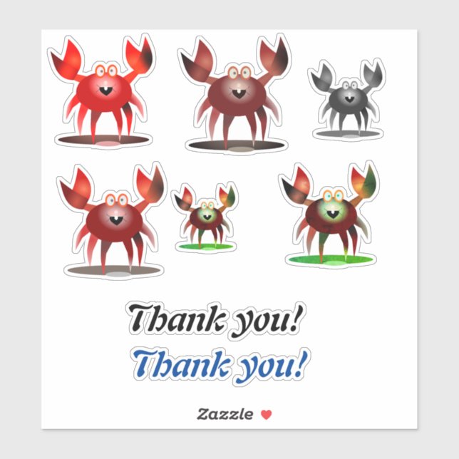 Pegatina Funny crabs and Thank you (Hoja)