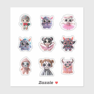Pegatina funny creepy kawaii monster pink red amazing big t