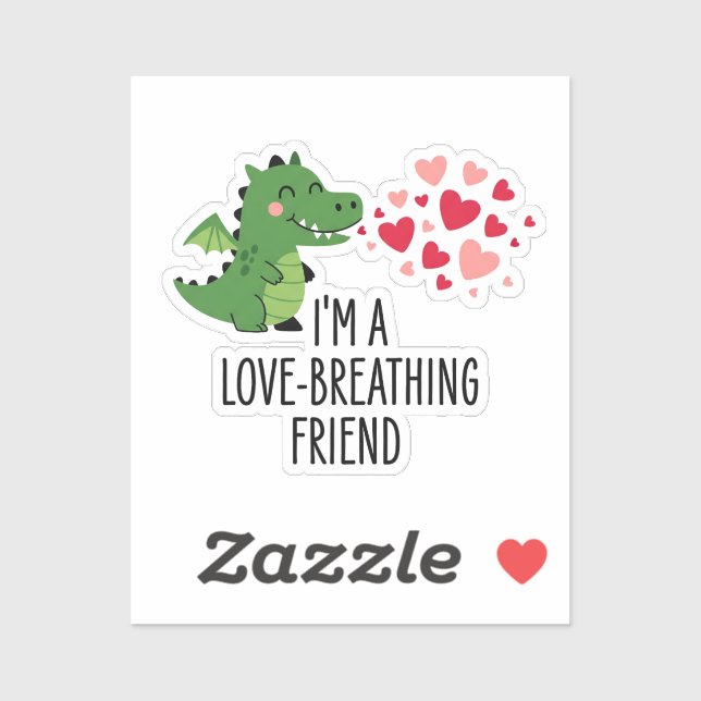 Pegatina Funny Cute Love Breathing Dragon Friend (Hoja)