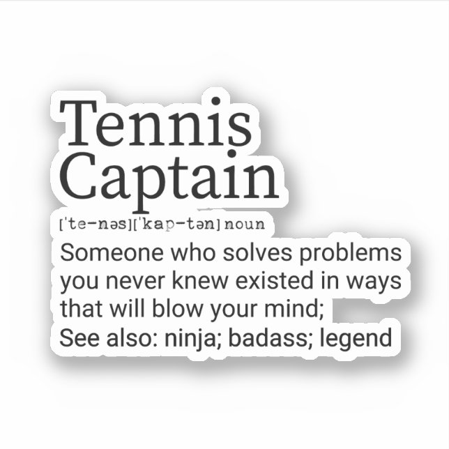 Pegatina Funny definición de capitán de tenis, capitán de t (Anverso)