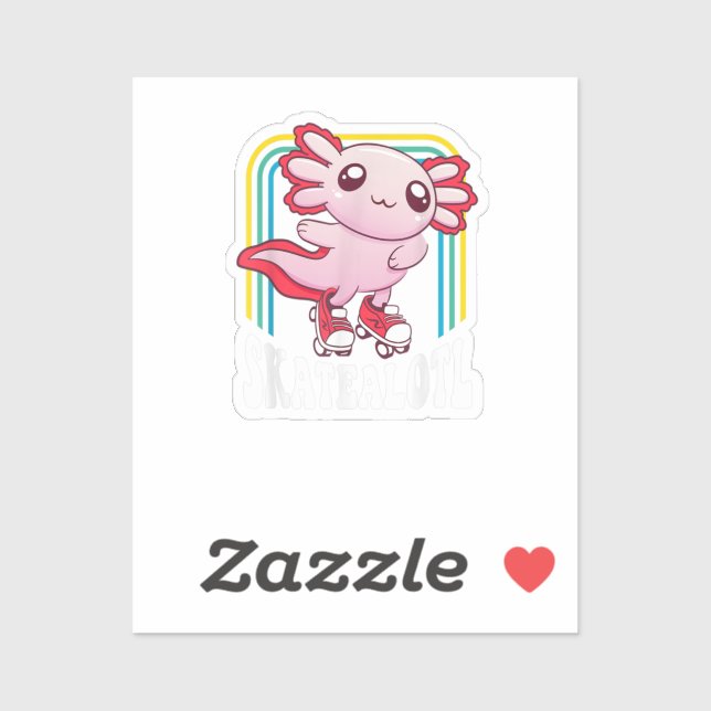 Pegatina Funny Disco Roller Skate Axolotl Cute Salamander (Hoja)