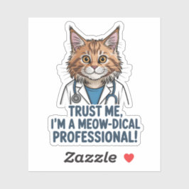 Pegatina Funny Doctor Cat Medical Humor Illustration