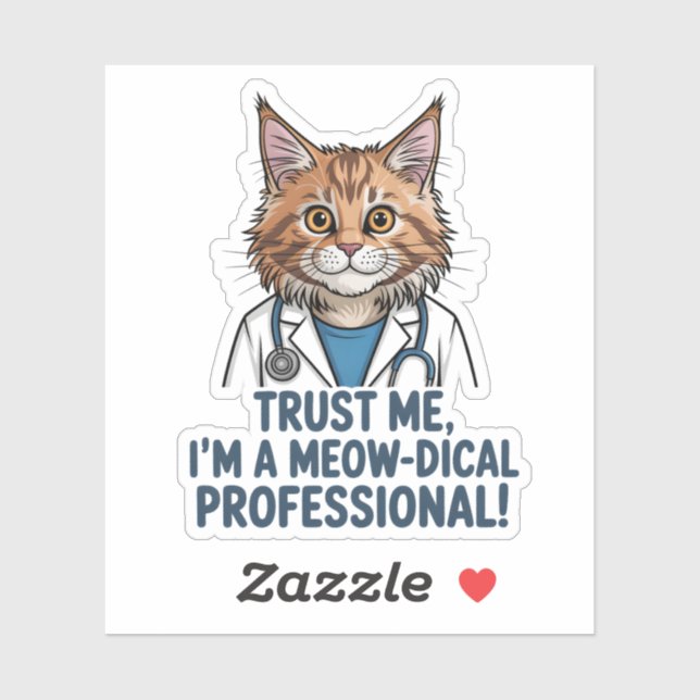 Pegatina Funny Doctor Cat Medical Humor Illustration (Hoja)