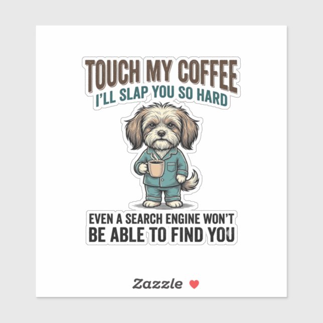 Pegatina Funny Dog Coffee Warning Vintage Engraving Design_ (Hoja)