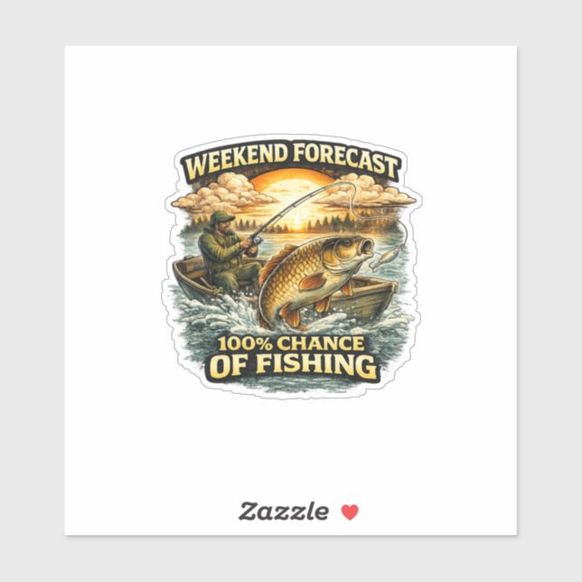 Pegatina Funny Fishing T-Shirt – Weekend Forecast 100% Chan (Hoja)