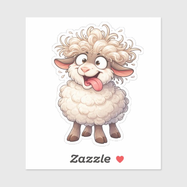 Pegatina Funny Fluffy Sheep Custom-Cut Vinyl Sticker (Hoja)