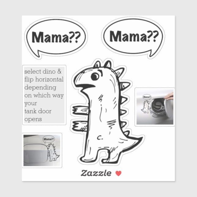 Pegatina Funny Fossil Decal Baby Dino Sketch (Hoja)
