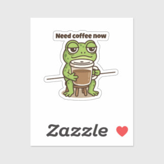 Pegatina Funny Frog Coffee Meme Cartoon Sticker