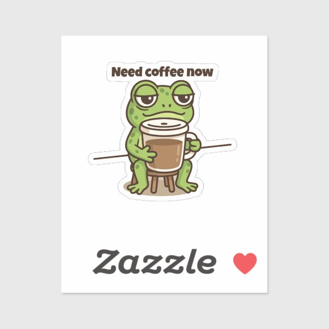 Pegatina Funny Frog Coffee Meme Cartoon Sticker (Hoja)