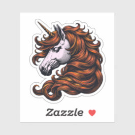 Pegatina Funny Ginger Unicorn Head 