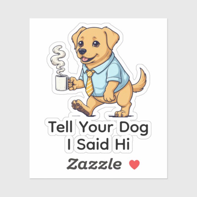 Pegatina Funny Golden Retriever dog Business Suit Coffee  (Hoja)