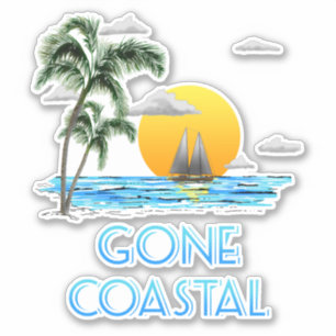 Pegatina Funny Gone Coastal Nautical Sailing Sunset