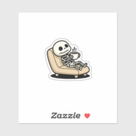 Pegatina Funny Grim Reaper Drinking Coffee | "Dead Inside" 