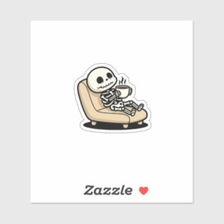 Pegatina Funny Grim Reaper Drinking Coffee | "Dead Inside" 