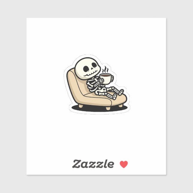 Pegatina Funny Grim Reaper Drinking Coffee | "Dead Inside"  (Hoja)